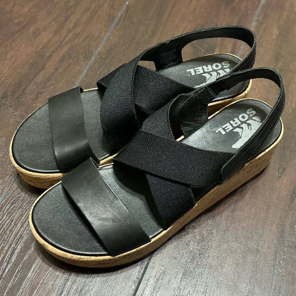 Sorel Women's Cameron Flatform Slingback Sandals Size 7.5